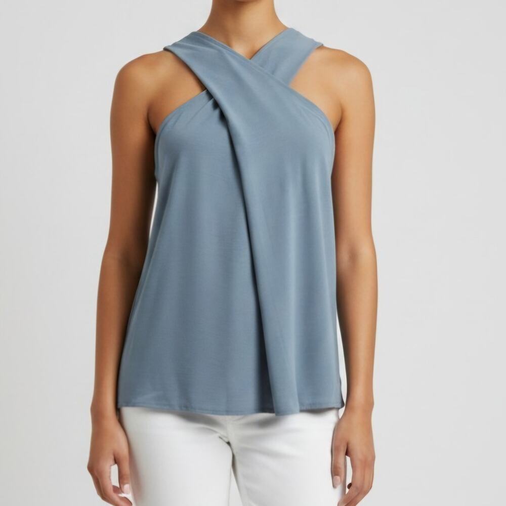 Cupshe Blue CrissCross Halter Neck Sleeveless Blouse Women's Size S NWT